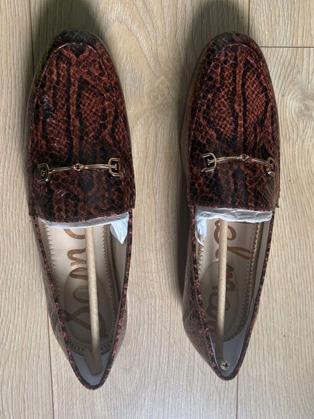 Sam Edelman Brown Snake-Print Loraine Bit Loafers